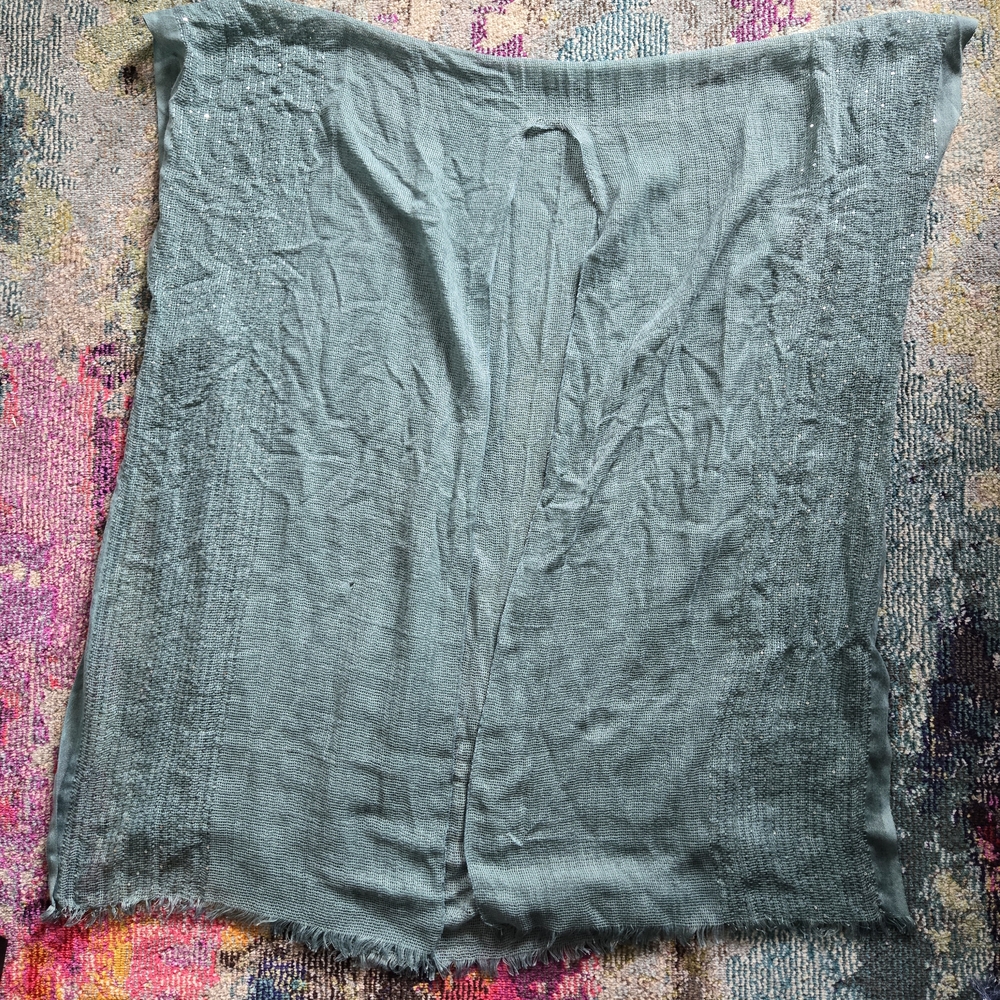 Lightweight Sage Green Sequin Oversized Open Front Shawl